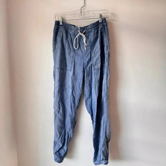 Loft | Chambray Pants High Waisted Lightweight Denim Joggers Size S - Picture 1 of 3
